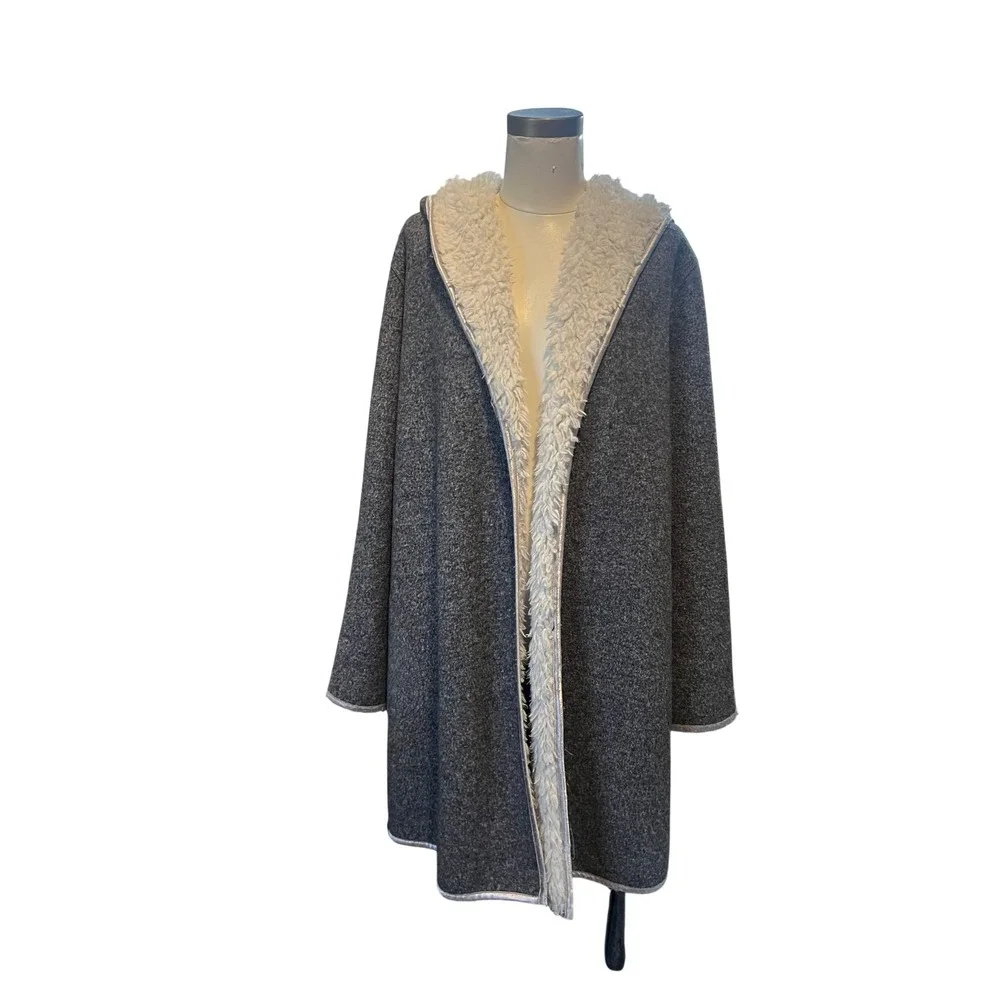 Anthropologie Pure Good Hooded Robe Sherpa Lined Cozy Loungewear‎ XS S